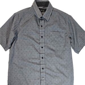 Coastal Shirt‎ Mens Small Gray Short Sleeve Button Up Micro Dot Chambray Casual
